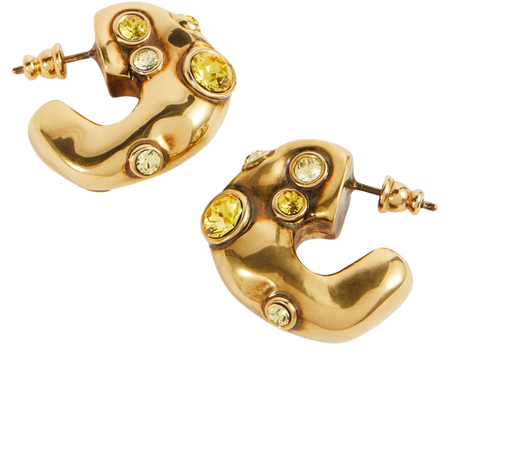 Embellished Hoop Earrings in Gold - Dries Van Noten | Mytheresa
