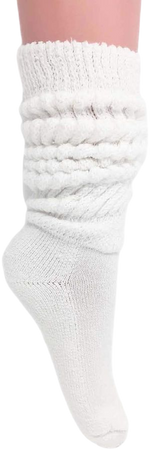 Amazon.com: Slouch Socks Cotton Scrunch Knee High Extra Long and Heavy Socks (White, 1) : Clothing, Shoes & Jewelry