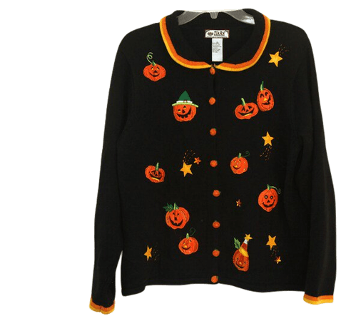 Vintage Halloween sweater pumpkins black orange 90s | Etsy