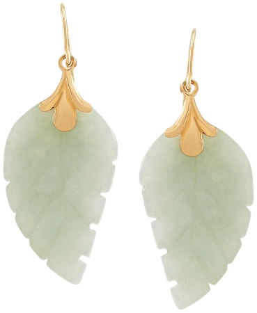 Macy's Jade Leaf Earrings in 10k Gold