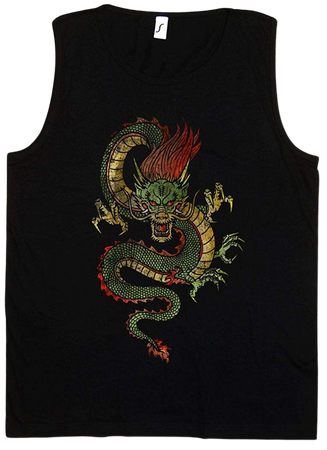 Chinese Dragon Vest Tank TOP – Fantasy Tattoo Monstern Japanese Asia Medieval LARP Monster Dungeons: Clothing