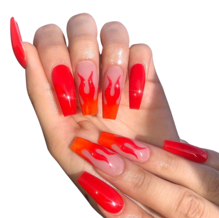 Red Flame Stiletto Nails