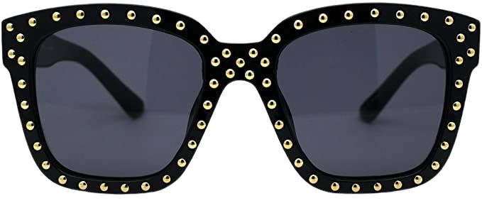 Amazon.com: Unique Metal Stud Goth Plastic Horn Rim Sunglasses (Black Gold): Clothing