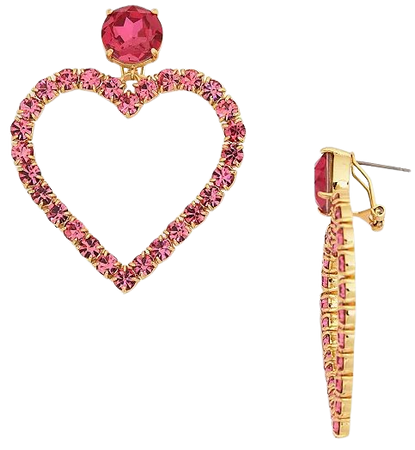 AQUA Pink Crystal Open Heart Statement Earrings in 14K Gold Plated - 100% Exclusive | Bloomingdale's