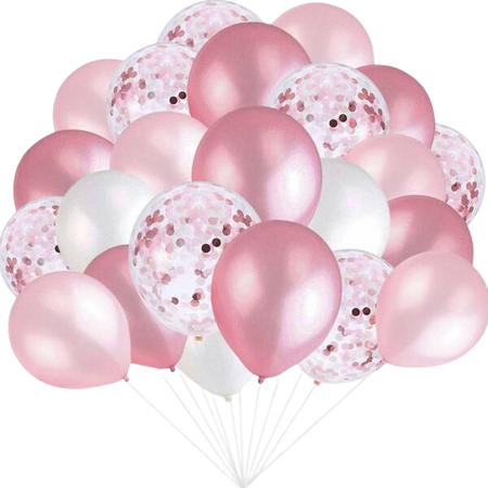 Pink and White Balloons, Pink Confetti Balloons White Balloons Total 90 pcs Latex Party Balloons for Hen Party Wedding Baby Shower Birthday Party Decoration - MeekOutlet