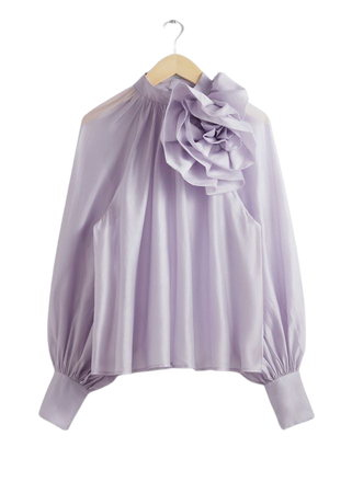 Sheer Rose-Appliqué Blouse - Lilac - Blouses - & Other Stories