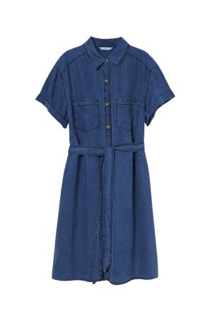 Lyocell Shirt Dress - Blue
