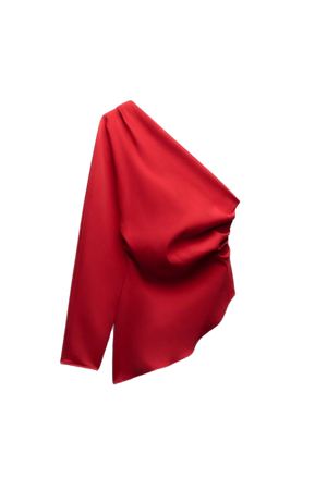 RUCHED ASYMMETRIC TOP - Red | ZARA United States