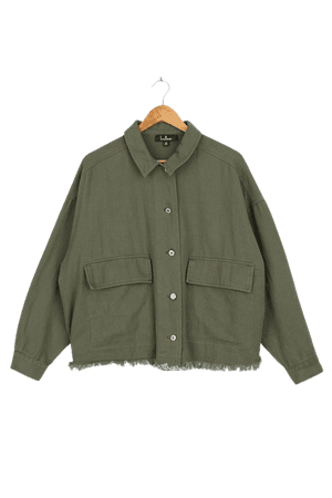 Twill Shacket - Olive Green Shirt Jacket - Oversized Shirt Jacket - Lulus