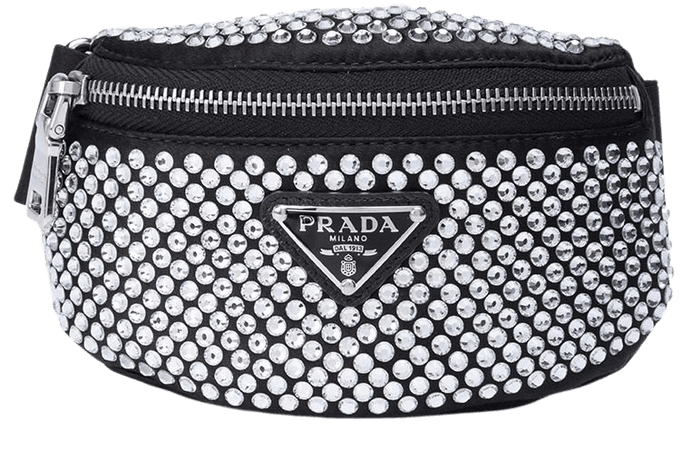 Shop Prada crystal-embellished logo belt bag with Express Delivery - FARFETCH