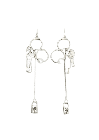Key Lock Safety Pin Earrings | Dolls Kill