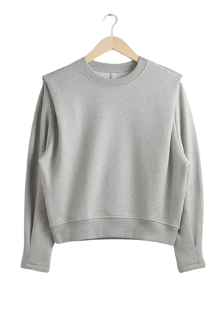Fitted Pleated-Shoulder Sweatshirt - Grey Melange - Tops & T-shirts - & Other Stories US