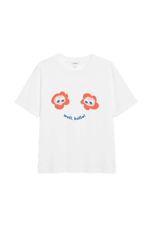 Cotton tee - Flower print - T-shirts - Monki WW