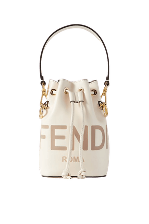 White Mon Trésor debossed leather bucket bag | Fendi | NET-A-PORTER