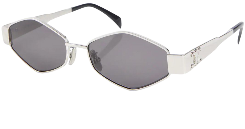 Triomphe Hexagonal Sunglasses in Silver - Celine Eyewear | Mytheresa