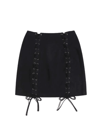 Lace Up Front Skirt | SHEIN USA black
