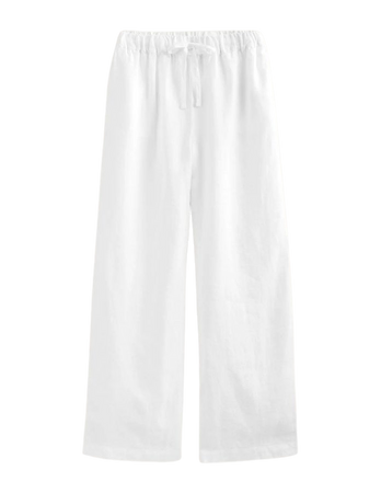 Relaxed Pull-on Linen Pants - White | Boden US