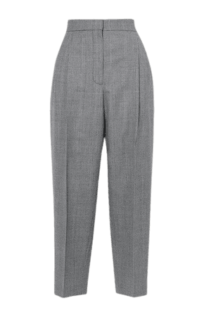 Prince Of Wales Checked Wool And Cashmere-blend Tapered Pants - Gray