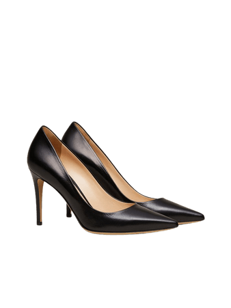 The Esatto 90mm - 90mm Point-Toe Pump - Black Leather - M.Gemi
