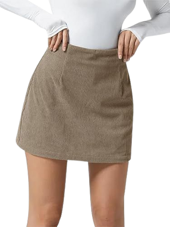 Amazon.com: Wenrine Womens Corduroy Mini Skirt Casual High Waist A-line Summer Bodycon Pencil Skirt Brown : Clothing, Shoes & Jewelry