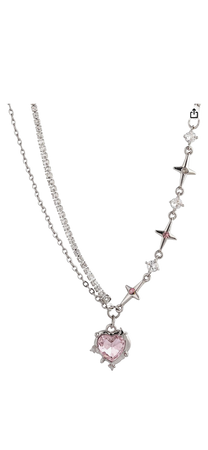 TGDSV Y2K Heart Diamond Necklaces For Women Girls Crystal Silver Pendant Aesthetic Asymmetric Necklaces
