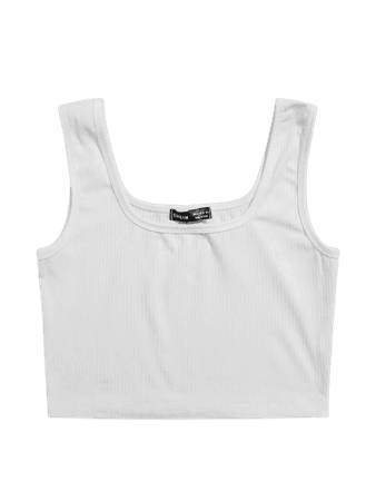 Rib-knit Scoop Neck Tank Top | SHEIN USA white