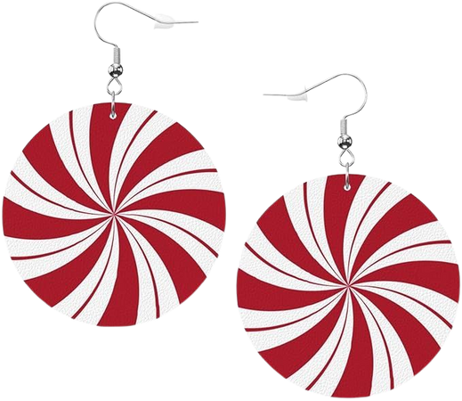 Amazon.com: Swirl Peppermint Candy Faux Leather Earrings For Women Girls Lightweight Round Dangle Earrings Gift: Clothing, Shoes & Jewelry