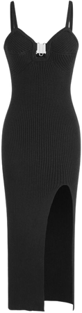 Knit V-neck Solid Split Cami Maxi Dress - Cider