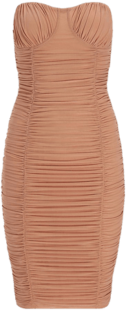 Strapless Ruched Mesh Mini Dress | Express