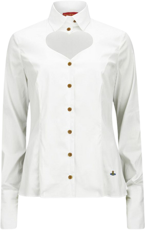 Vivienne Westwood Red Label Women's Classic Stretch Poplin Heart Cut Out Shirt - White - Free UK Delivery Available