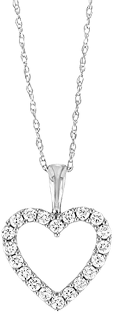 Amazon.com: Brilliant Expressions 10K White Gold 1/4 Cttw Conflict Free Diamond Open Heart Pendant Necklace (I-J Color, I2-I3 Clarity), Adjustable Chain 16-18 inch: Jewelry