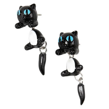 Blue Eyed Cat Front & Back Earrings - Black | Claire's