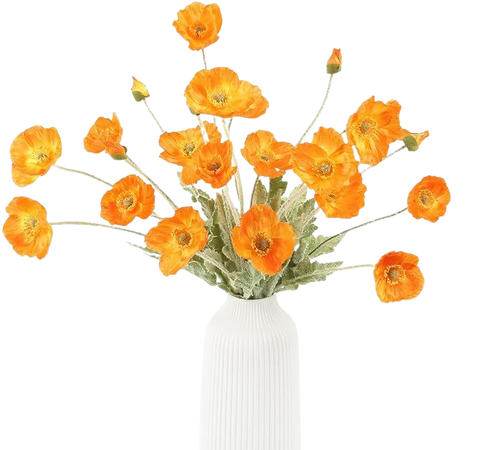 Amazon.com: Prakilom Artificial Poppy Flowers (6 Stems, Orange), Silk Bouquets for Home Decor, Wedding, Table Centerpiece and Party Events, DIY Faux Floral Arrangements YS6 : Home & Kitchen