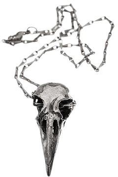 Crow Skull Silver Necklace