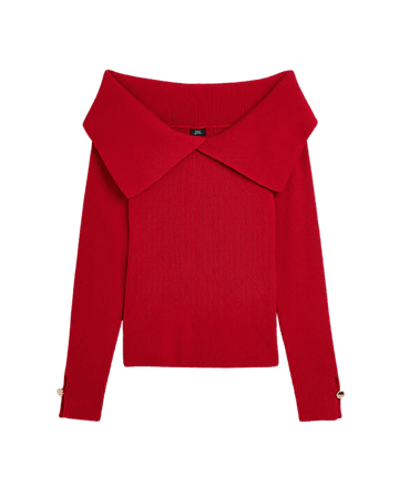 Red fold over neck top | River Island
