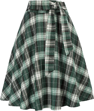 Belle Poque Women Plaid Skirt Black A Line Swing Goth Skirt Medium at Amazon Women’s Clothing store