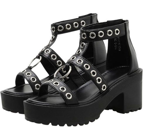 Gothic O-Ring Eyelet Platform Sandals – ROCK 'N DOLL