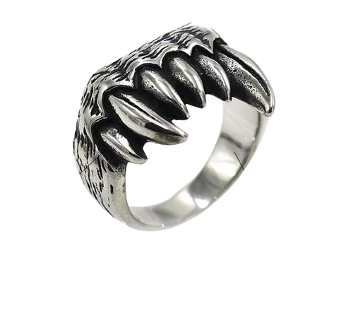 Domineering Silver Color Stainless Steel Men Animal Teeth Biker Ring Cool Devil Teeth Punk Gothic Rings For Male Jewelry Gift|Rings| - AliExpress