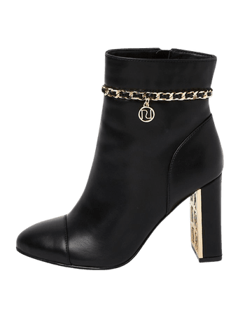 Black wide fit chain detail ankle boots | River Island
