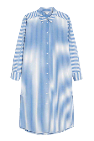 Long sleeved striped shirt dress - White & blue stripes - Monki WW