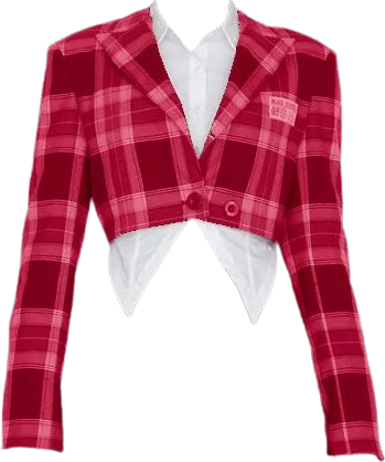 Devil Inspired | Campus Spice Girl Yellow And Red Plaid Pattern Short Blazer - Closed with Blouse (BmZ Edit)