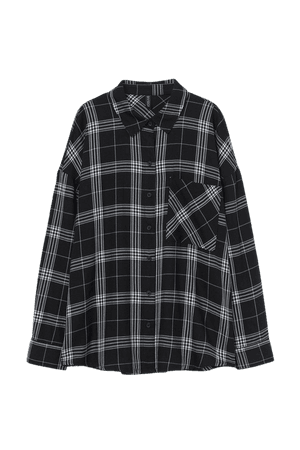 Wide-cut Shirt - Black/white plaid - Ladies | H&M US