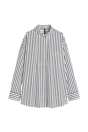 Oversized Poplin Shirt - White/striped - Ladies | H&M US