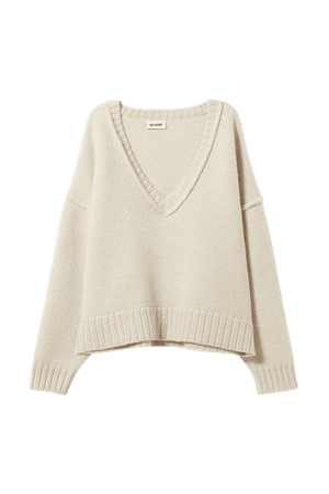 Lake V-Neck Sweater - Off-white - Knitwear - Weekday WW