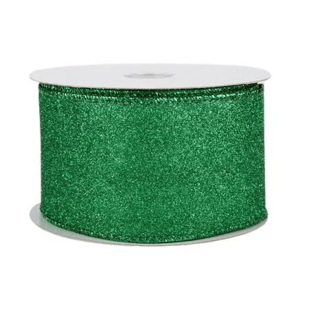 2.5" Lustrous Glitter Ribbon: Emerald Green (10 Yards) [X820640-17] - CraftOutlet.com