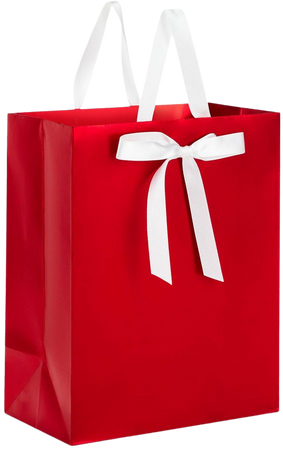 Hallmark 9" Medium Gift Bag (Red Foil with White Bow) for Valentine's Day, Christmas, Birthdays, Parties or Any Occasion