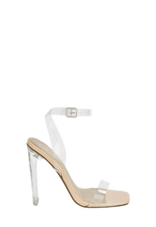 Nude Square Toe Clear Heels | Missguided
