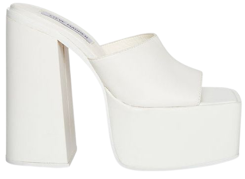 TRIXIE White Leather Super Platform Block Heel | Women's Heels – Steve Madden