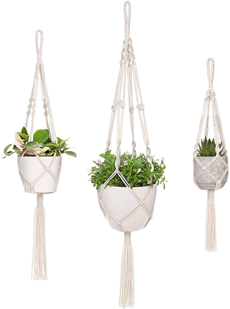 Amazon.com: Mkono Macrame Plant Hangers 3 Different Sizes Hanging Planter for Indoor Outdoor Flower Pot Holder Boho Home Decor: Garden & Outdoor