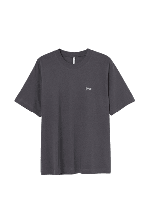 Cotton Jersey T-shirt - Dark gray/Love - Ladies | H&M US